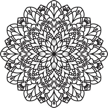 Mandala white background.Adult coloring page	