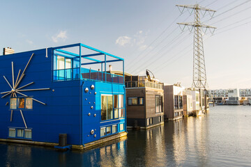 Group of houseboats, Ijburg, Amsterdam, Netherlands