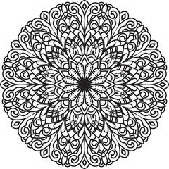 Mandala isolated on the white background.Decorative monochrome ethnic mandala pattern.	

