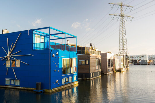 Group of houseboats, Ijburg, Amsterdam, Netherlands