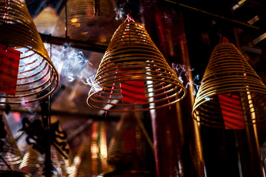 Burning incense coils