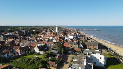 Fototapeta premium Southwold Suffolk seaside town UK drone aerial view