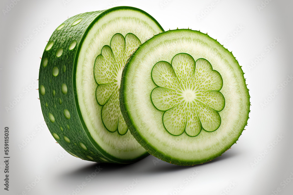 Poster cucumber, clipping path, and deep depth of field, isolated on white. generative ai