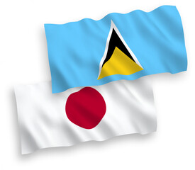 Flags of Japan and Saint Lucia on a white background