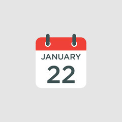 calendar - January 22 icon illustration isolated vector sign symbol