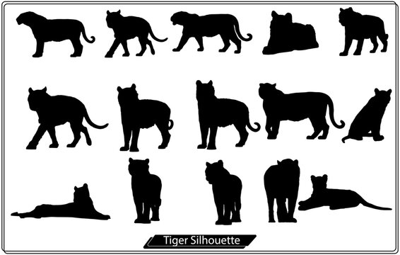 Simple Design of Silhouette of Tiger Walking Vector