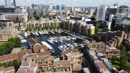 St Catherine’s dock London England Drone, Aerial, view from air, birds eye view,