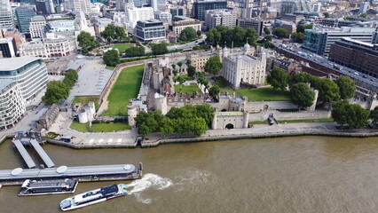 Tower of London high angle drone aerial view - Powered by Adobe