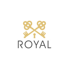 Royal gold key icon. Modern real estate logo template isolated on white background