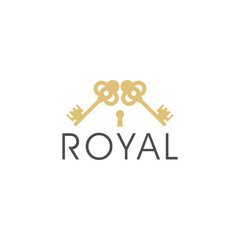 Royal gold key icon. Modern real estate logo template isolated on white background