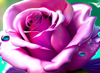 Fototapeta na wymiar Magical Rainbow Fantasy 2D Roses 