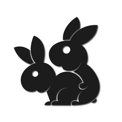 Cute little black rabbit. Vector illustration of a black rabbit isolated on a white background, realistic vector drawing for the coming year of the black