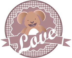 Etikett in Altrosa mit niedlichen Hase und Liebe.Für Kaninchen Fans ein tolles Accessoire.Das Etikett in Altrosa mit lachendem Hase ist nicht nur zu Ostern eine schöne Verzierung.