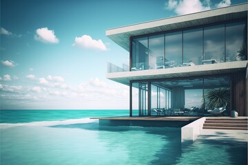 Obraz na płótnie Canvas Beach Luxury Hotel Generative AI