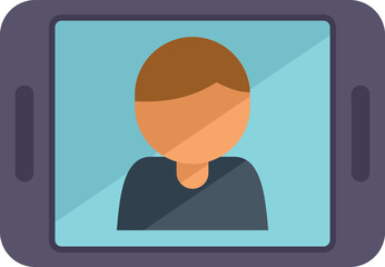 Online video call icon flat vector. Student class. Desk college isolated