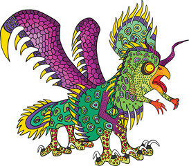 Mexican colourful Alebrije Dream Monster 