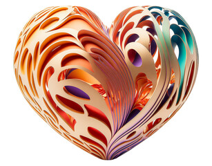 Paper art paper cut valentine heart isolated on a transparant background - generative AI
