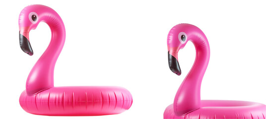 Summer fun. Pink pool inflatable flamingo for summer beach isola