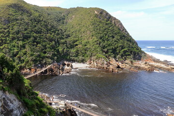 suspension bridge over storm river, tsitsikamma national park, south africa, garden route