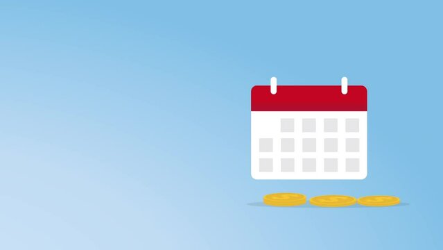 Success salary payment. Pay schedule agenda done on calendar and checkmark, tax or credit bill time, loan date. Money plan. Budget income day.