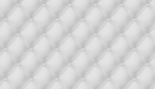 White buttoned leather upholstery background - eps10 vector. Realistic capiton texture background