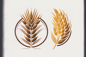 wheat ear icon template in . Illustration of the whole grain sign. Concept for a gluten free design. farming farm oat cycle symbol. Generative AI