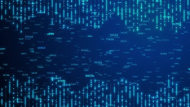 digital random digits with circuit board. Data Processing with circuit and matrix background