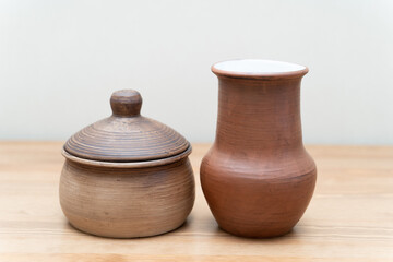 Ceramics, a ceramic product made with their own hands on a potter's wheel, a mug.