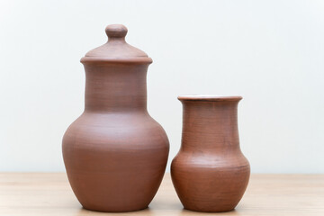 Fototapeta na wymiar Ceramics, a ceramic product made with their own hands on a potter's wheel, a mug.