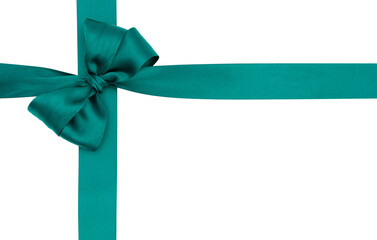  Nœud de ruban de satin pour paquet cadeau de couleur vert, isolé sur du fond transparent.