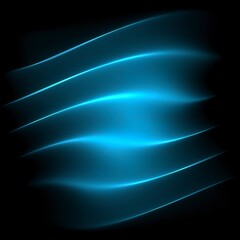 Futuristic smoke. Neon blue color light geometric lines on a black background. Neon mystical light mockup for logo concept