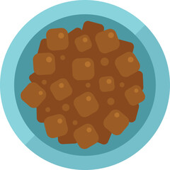 Top view dog food icon flat vector. Pet feed. Snack bone isolated