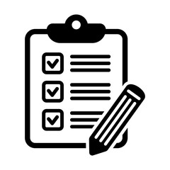 To do list icon. Clipboard with pencil vector icon. Black illustration isolated on white background for graphic and web design.