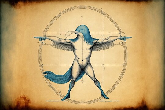 dolphin looks like the Vitruvian man generative ai