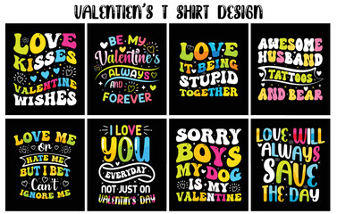 Valentine’s T Shirt Design Bundle, Valentines typography shirts, coloring valentine t shirt