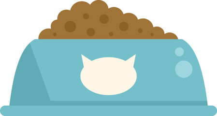 Cat food bowl icon flat vector. Pet feed. Container box isolated