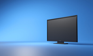 realistic 3D TV illustration with a blue background