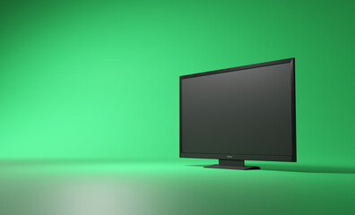 realistic 3D TV illustration with a green background