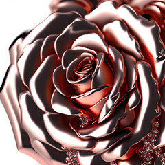 3D luxury and elegant metallic colour rose gold roses 