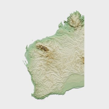 Western Australia Topographic Relief Map  - 3D Render