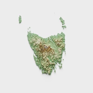 Tasmania Topographic Relief Map  - 3D Render