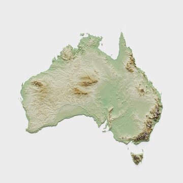 Australia Topographic Relief Map  - 3D Render
