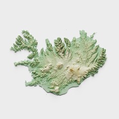 Iceland Topographic Relief Map  - 3D Render