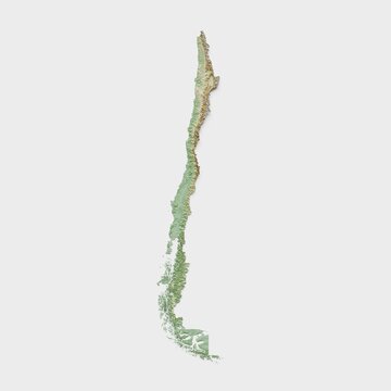 Chile Topographic Relief Map  - 3D Render