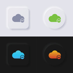 Fototapeta na wymiar Cloud icon with minus symbol, Icon set, Multicolor neumorphism button soft UI Design for Web design, Application UI and more, Icon set, Button, Vector.