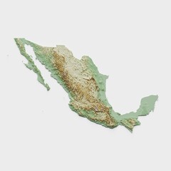 Mexico Topographic Relief Map  - 3D Render
