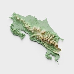 Costa Rica Topographic Relief Map  - 3D Render