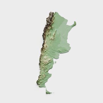 Argentina Topographic Relief Map  - 3D Render