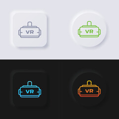 VR Glasses Icon set, Multicolor neumorphism button soft UI Design for Web design, Application UI and more, Button, Vector.