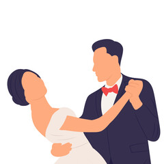 portrait of bride and groom in flat style